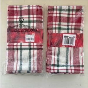 NWT Napkins Cloth Red and Green Kohls Plaid Farmhouse